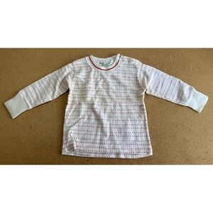 VTG Health-tex Long Sleeve Top White Red Knit Snaps Polka Dot Hearts